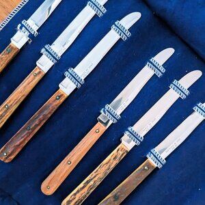 Vintage Case XX CA 554 6 Steak Knife Set Stag Handles & Original Pouch